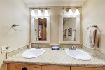 Dual vanity sink in master bathroom